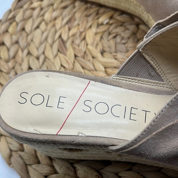 Sole Society Women's Taupe Suede Espadrille Slides - Picture 2 of 9